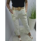 Lenvászon zsebénél csipke szegélyes nadrág övvel (sárga)