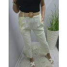 Lenvászon zsebénél csipke szegélyes nadrág övvel (sárga)