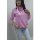Gyönyörű nyakánál megköthető alján gumírozott blúz (rózsaszín)