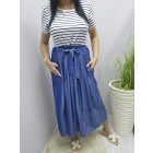 Csinos felső részén csíkos alján farmer hatású ruha derekán megkötővel (1)