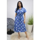 Csinos végig gombos farmer hatású virágmintás ruha derekán megkötővel