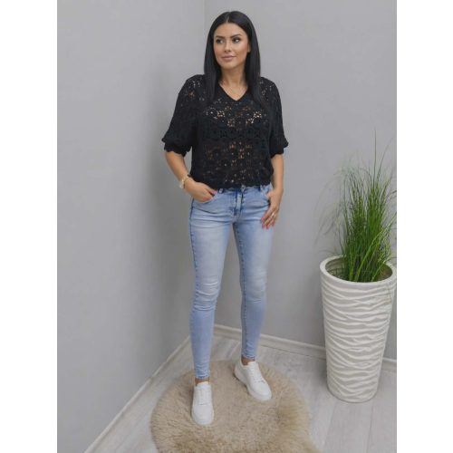 Gyönyörű horgolt felső (fekete)