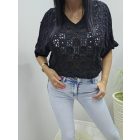 Gyönyörű horgolt felső (fekete)