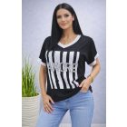 Amore feliratos V kivágott lezser felső (fekete)