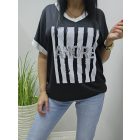 Amore feliratos V kivágott lezser felső (fekete)