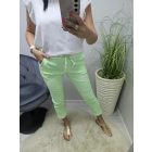 Gyönyörű derekán gumírozott megkötős neonzöld gyűrt hatású nadrág 