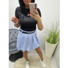 Csinos gumis derekú nadrág szoknya övvel (világoskék)