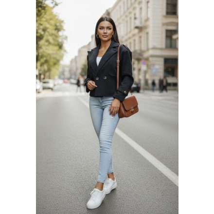 Nagyon csinos rövid fazonú gombos kabát (fekete)