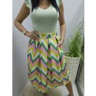 Gyönyörű gumis derekú mintás szoknya (rózsaszín-zöld-sárga)