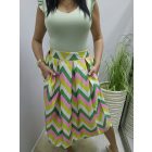 Gyönyörű gumis derekú mintás szoknya (rózsaszín-zöld-sárga)