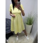 Csinos felső részén finoman bordázott ruha (sárga)