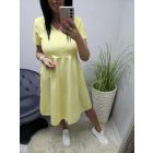 Csinos felső részén finoman bordázott ruha (sárga)