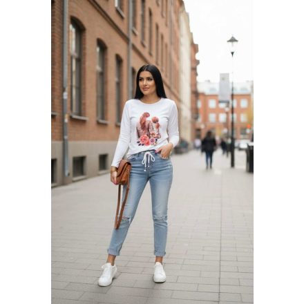 Csinos anya-lánya mintás hosszú ujjú felső 