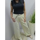 Divatos lenvászon gumis derekú nadrág övvel (sárga)