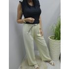 Divatos lenvászon gumis derekú nadrág övvel (sárga)