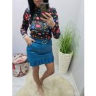 Csinos műbőr szoknya övvel (petrol)