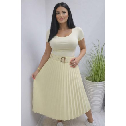 Gyönyörű pliszírozott szoknya övvel (sárga)