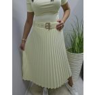 Gyönyörű pliszírozott szoknya övvel (sárga)