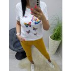 Csinos színes sok pillangó mintás póló 