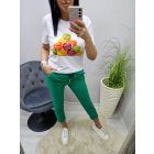 Csinos lezser fazonú macaron mintás női póló (2)