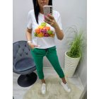 Csinos lezser fazonú macaron mintás női póló (2)