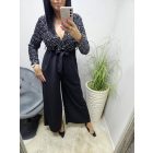 Gyönyörű flitteres mellrészen átlapolt megkötős overál (fekete)