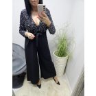 Gyönyörű flitteres mellrészen átlapolt megkötős overál (fekete)