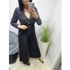 Gyönyörű flitteres mellrészen átlapolt megkötős overál (fekete)