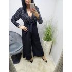 Gyönyörű flitteres mellrészen átlapolt megkötős overál (fekete)