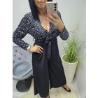 Gyönyörű flitteres mellrészen átlapolt megkötős overál (fekete)