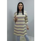 Csíkos alján hullám mintás tunika (sárga-capuccino)