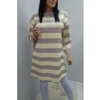 Csíkos alján hullám mintás tunika (sárga-capuccino)