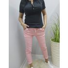 Nagyon csinos derekán gumírozott megkötős gyűrt hatású nadrág (korall rózsaszín)