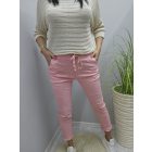 Nagyon csinos derekán gumírozott megkötős gyűrt hatású nadrág (korall rózsaszín)