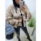 Rövid fazonú extrán puha prémium műszőrme kabát (világosbarna-karamell)