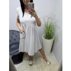 Csinos felső részén finoman bordázott ruha (bézs)