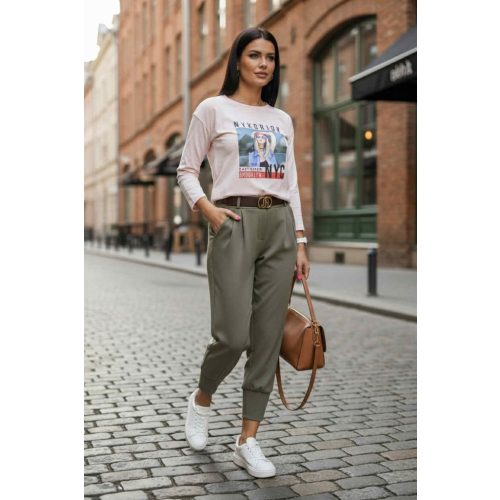 Brooklyn mintás csinos lezser felső (púder rózsaszín)