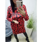 Csinos fekete alapon szívmintás zsebes tunika/ruha