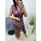 Nagyon csinos mellrészen csavart alkalmi ruha (fekete-pink-lila)