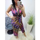 Nagyon csinos mellrészen csavart alkalmi ruha (fekete-pink-lila)