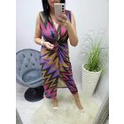 Nagyon csinos mellrészen csavart alkalmi ruha (fekete-pink-lila)