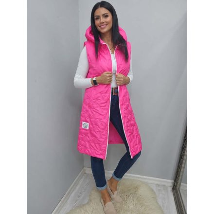 Csinos steppelt kapucnis mellény (pink)