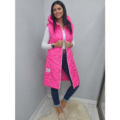 Csinos steppelt kapucnis mellény (pink)