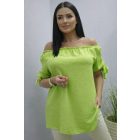 Csinos vállán gumírozott ujján megköthető felső (neonzöld)