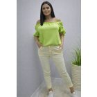 Csinos vállán gumírozott ujján megköthető felső (neonzöld)