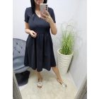 Csinos felső részén finoman bordázott ruha (fekete)