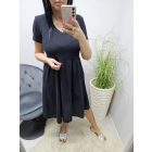 Csinos felső részén finoman bordázott ruha (fekete)