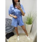 Csinos farmerkék overál virág kitűzővel