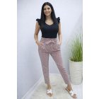 Csinos magas derekú derekán megkötős csíkos nadrág (barna-fehér)