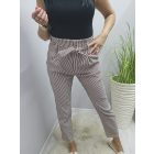 Csinos magas derekú derekán megkötős csíkos nadrág (barna-fehér)